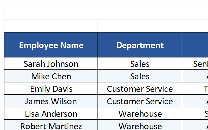 Employee List Sheet