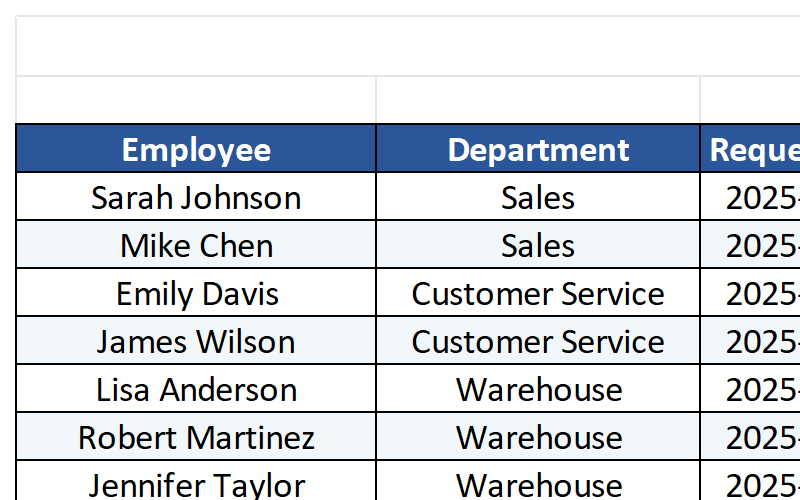 Time-Off Requests Sheet