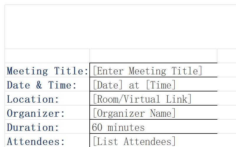 Agenda Template Sheet