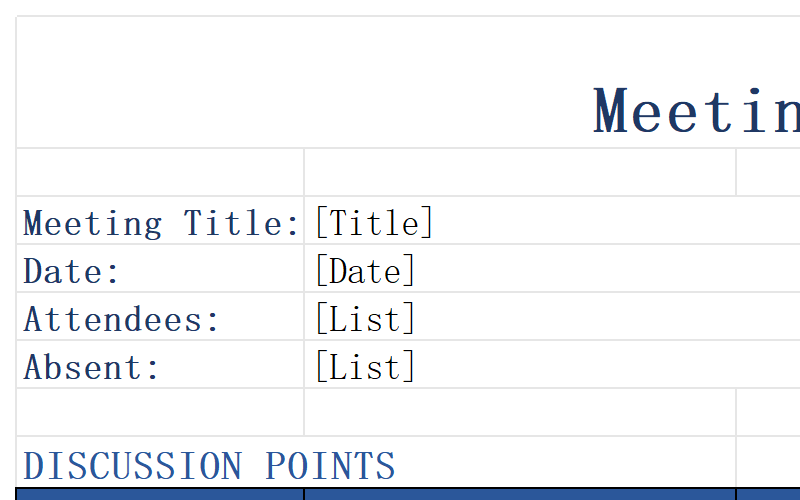 Meeting Minutes Sheet